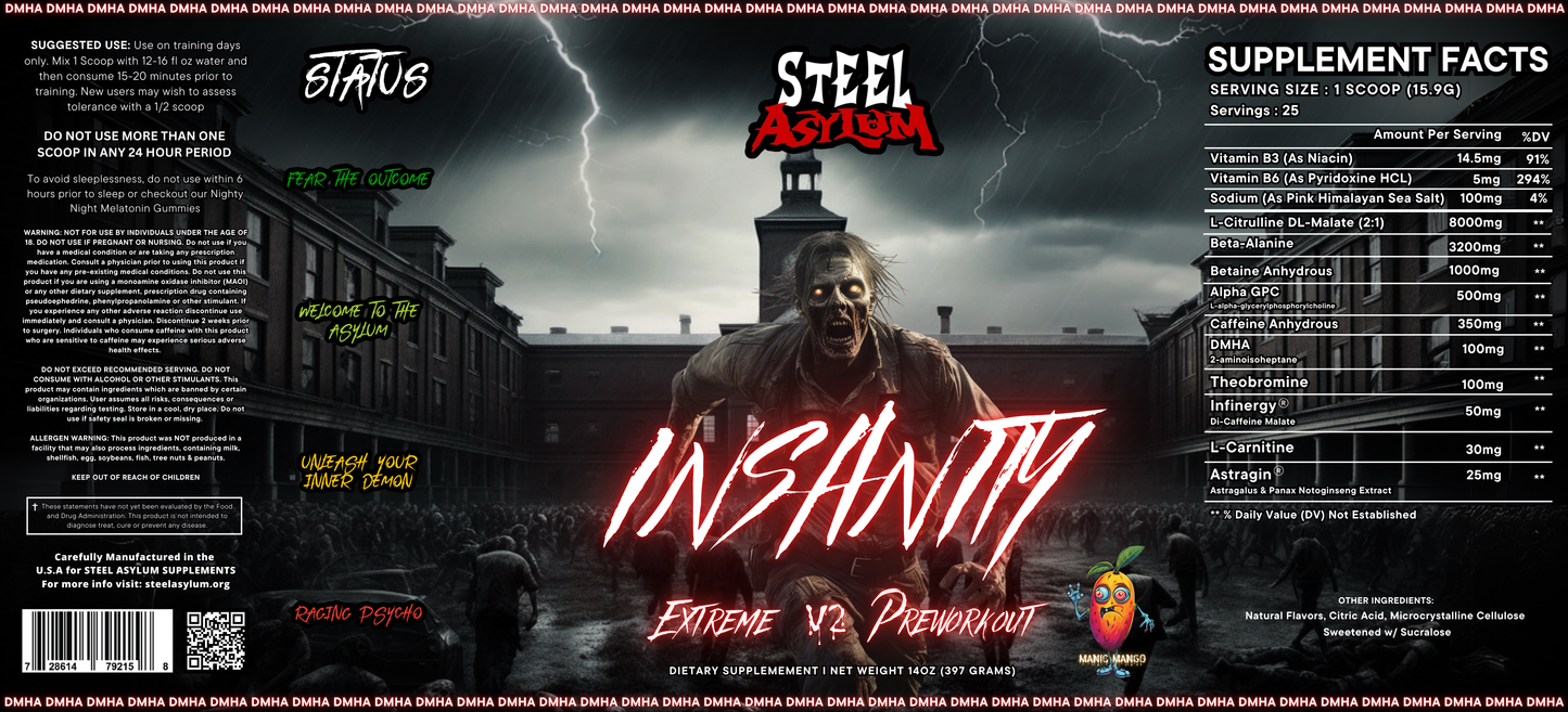 Insanity Pre-Workout V2 by Steel Asylum